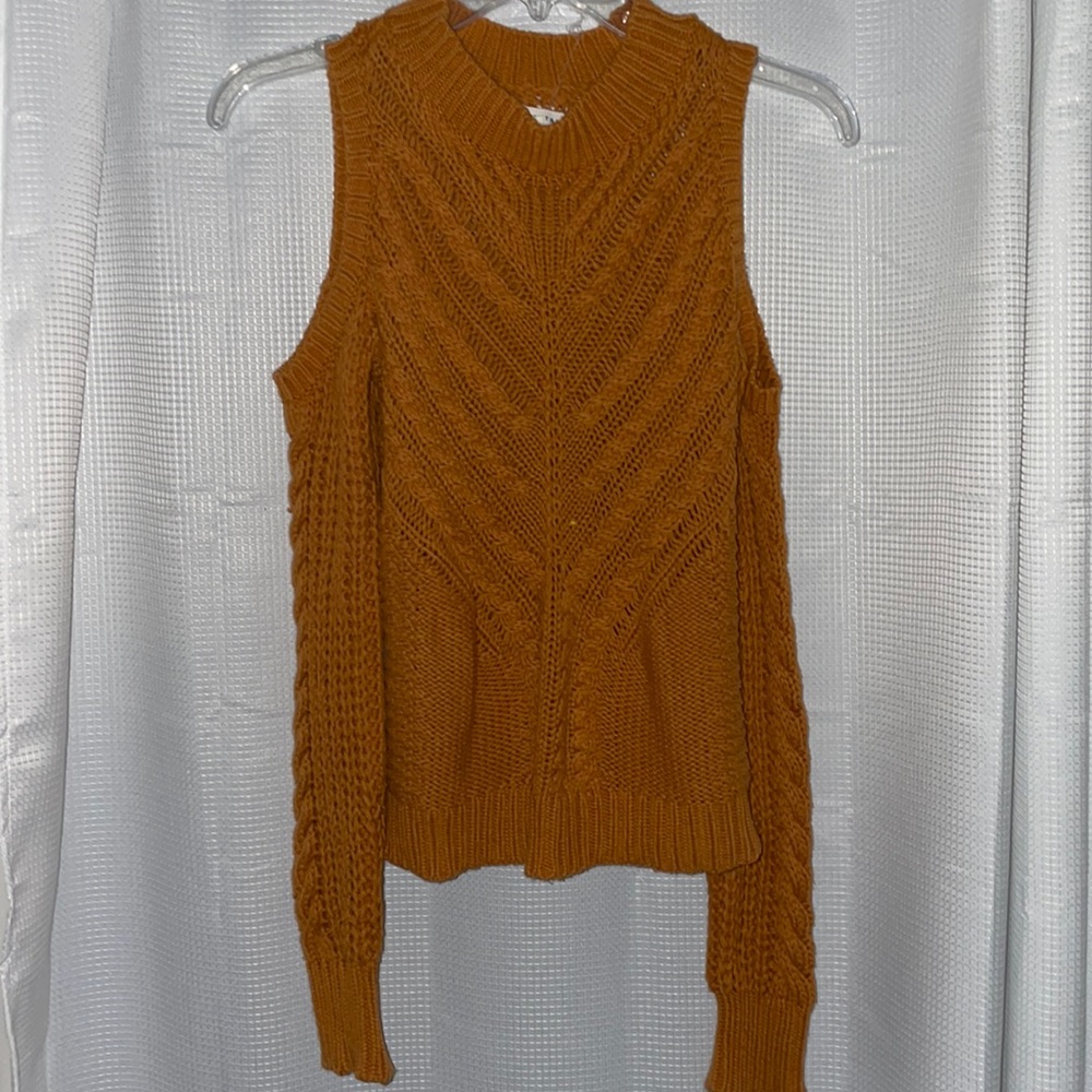 Yellow/orange cold shoulder sweater